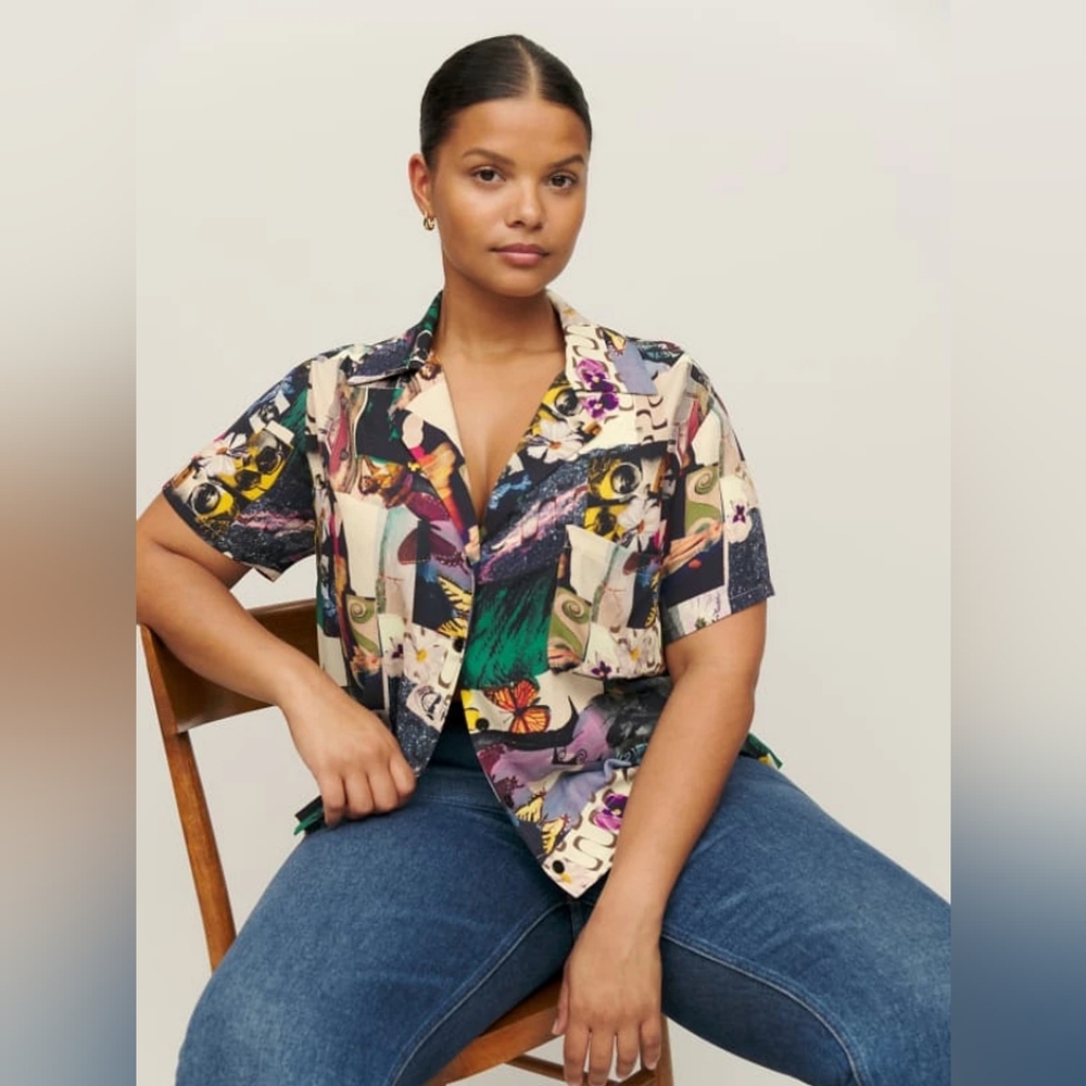 Reformation Cuba Top Es Decoupage - Size 1X